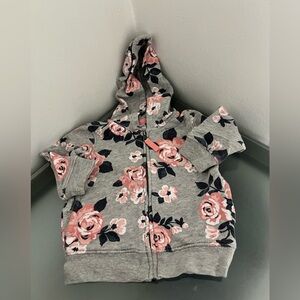 Carter's Gray Hoodie with Pink Floral Pattern